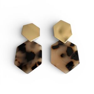 Hexagon Tortoise Shell Drop Earrings